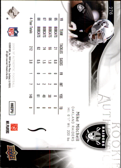 2009 SP Authentic #276 Mike Mitchell RC back image