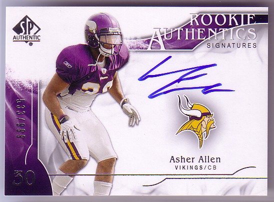 2009 SP Authentic #301 Asher Allen AU RC
