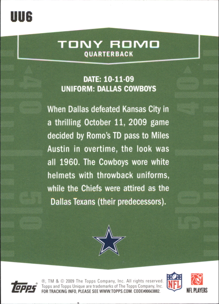2009 Topps Unique Unique Unis #UU6 Tony Romo back image