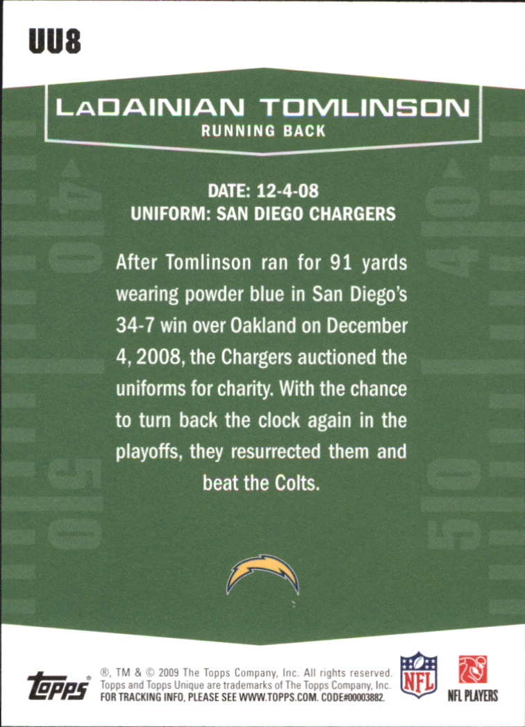 2009 Topps Unique Unique Unis #UU8 LaDainian Tomlinson back image