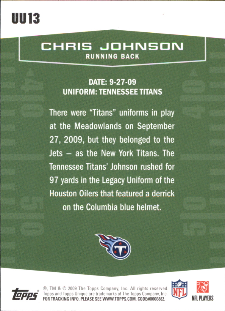 2009 Topps Unique Unique Unis #UU13 Chris Johnson back image