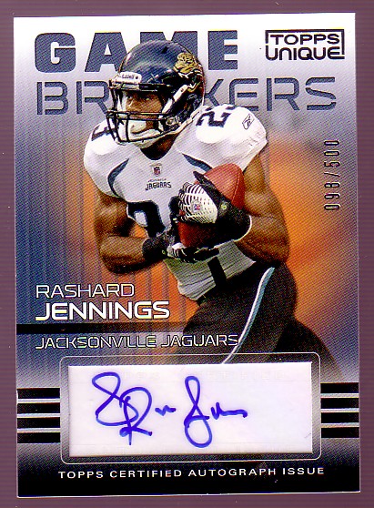 2009 Topps Unique Game Breakers Autographs #RJ Rashad Jennings/500