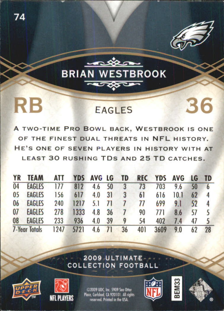 2009 Ultimate Collection #74 Brian Westbrook back image