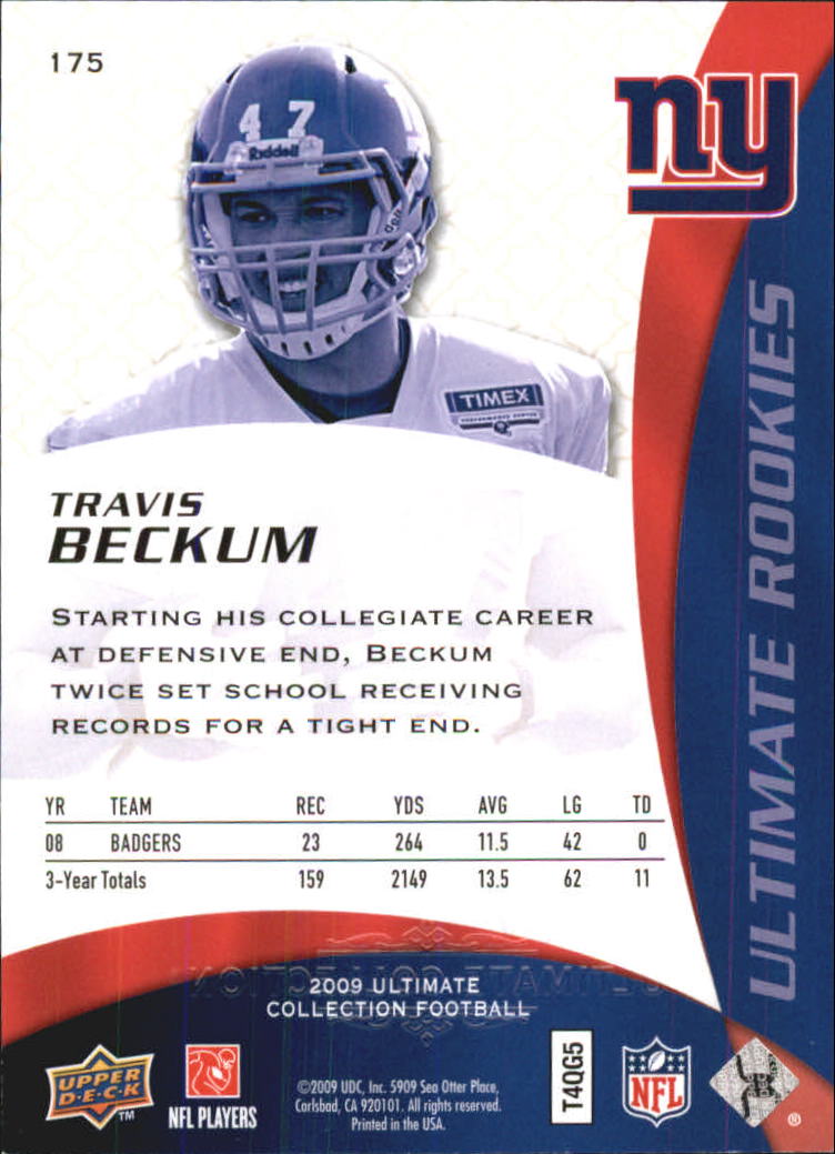 2009 Ultimate Collection #175 Travis Beckum RC back image