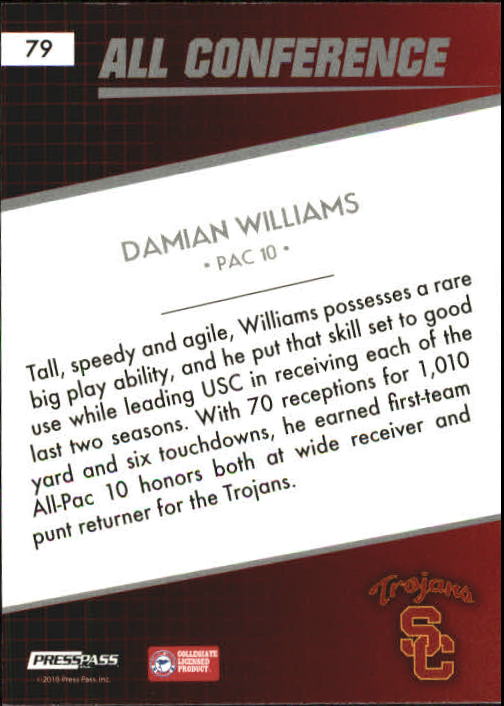 2010 Press Pass #79 Damian Williams AC back image
