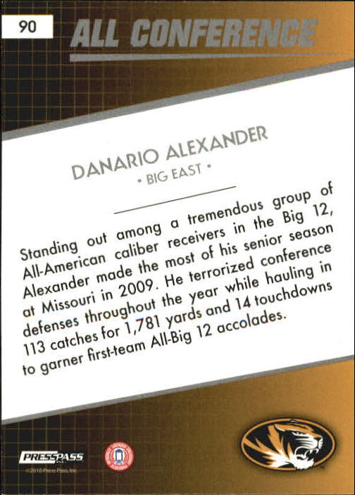 2010 Press Pass #90 Danario Alexander AC back image