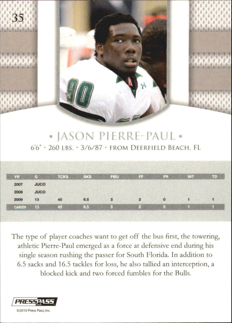 2010 Press Pass PE #35 Jason Pierre-Paul back image