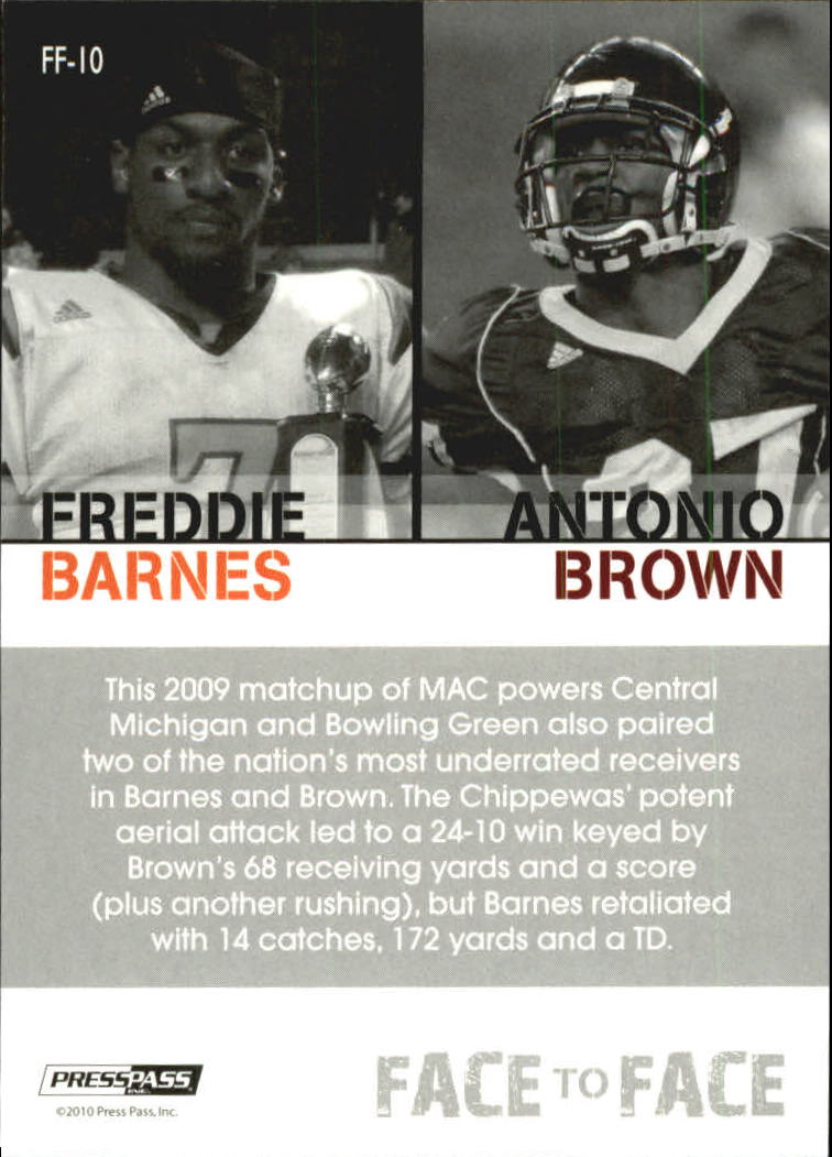 2010 Press Pass PE Face To Face #FF10 Freddie Barnes/Antonio Brown back image