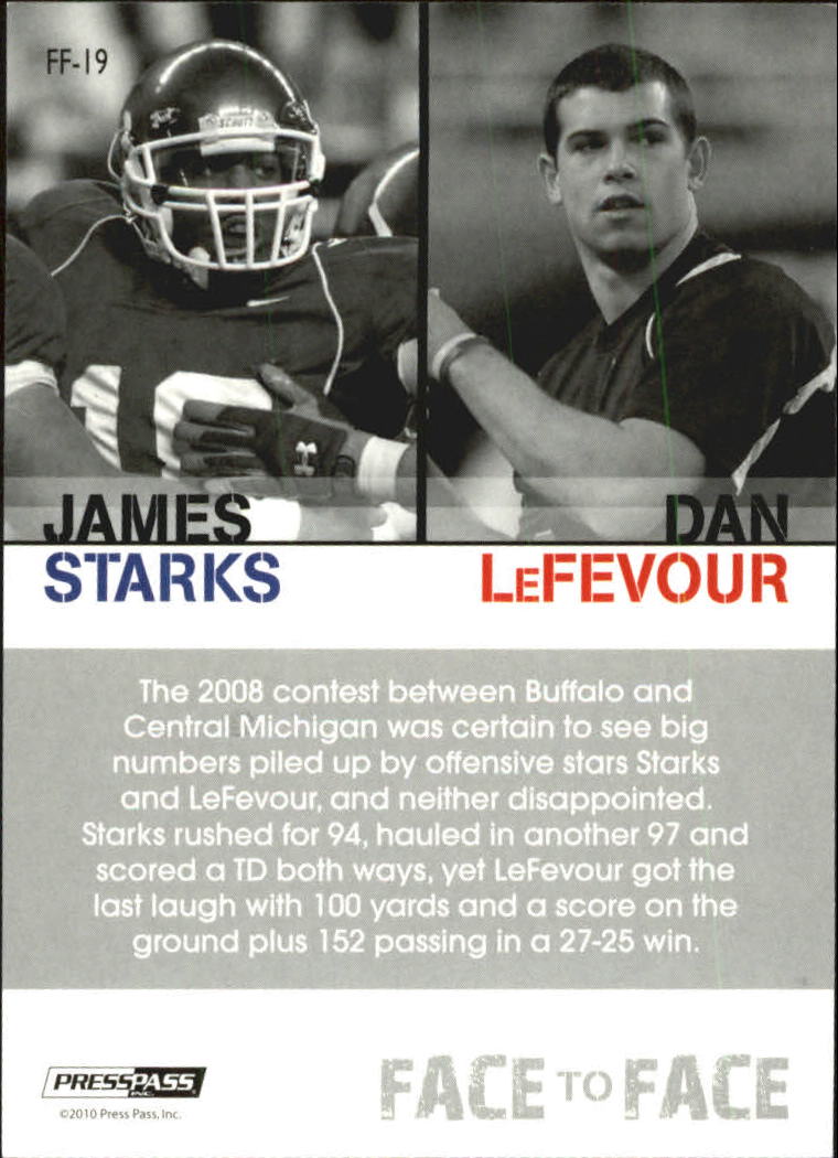 2010 Press Pass PE Face To Face #FF19 James Starks/Dan LeFevour back image