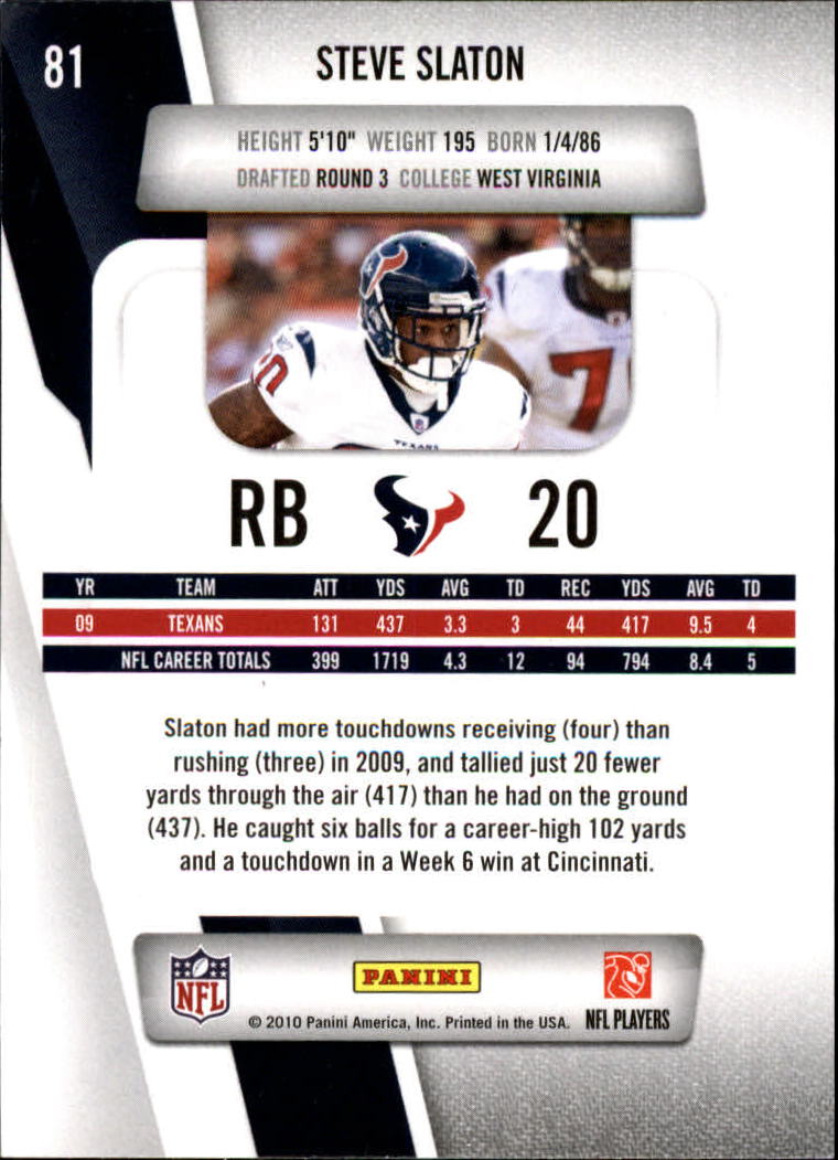 2010 Prestige #81 Steve Slaton back image