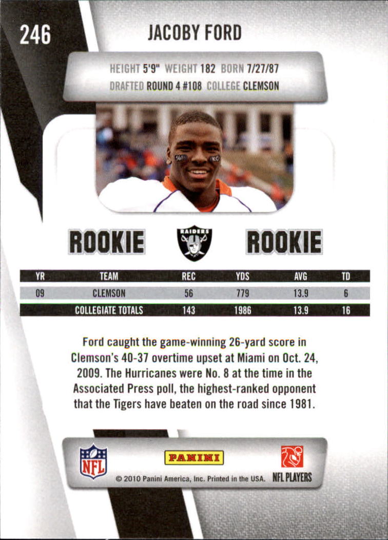 2010 Prestige #246 Jacoby Ford RC back image