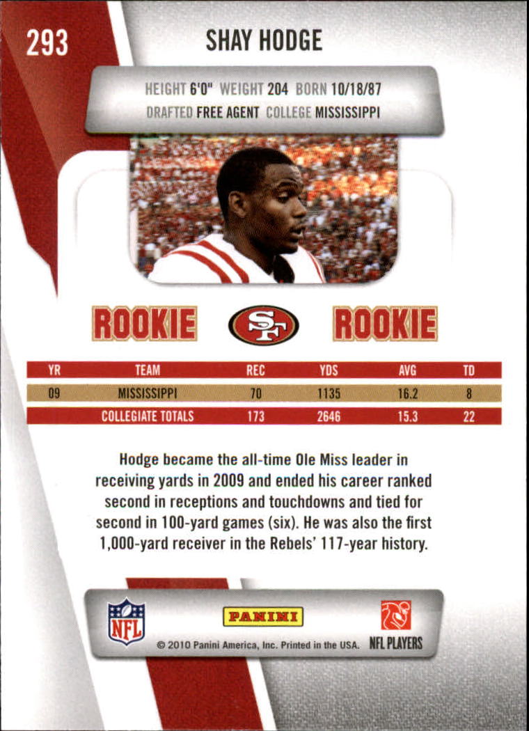 2010 Prestige #293 Shay Hodge RC back image