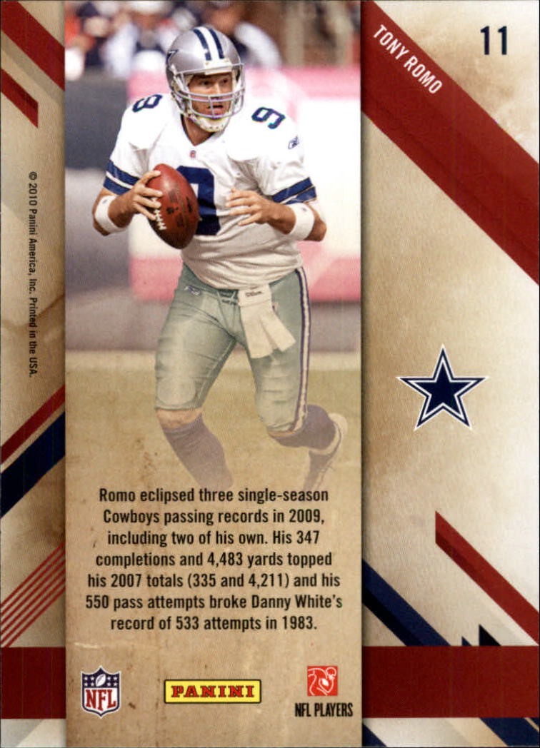 2010 Prestige Stars of the NFL #11 Tony Romo back image
