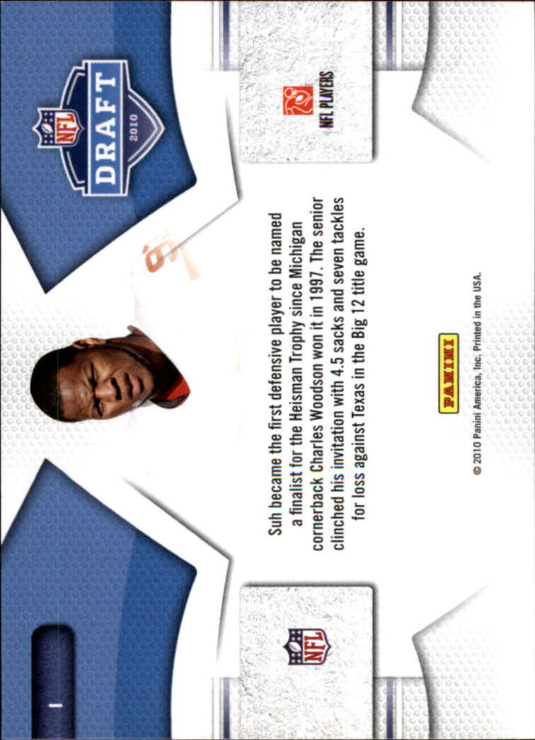2010 Prestige NFL Draft #1 Ndamukong Suh back image