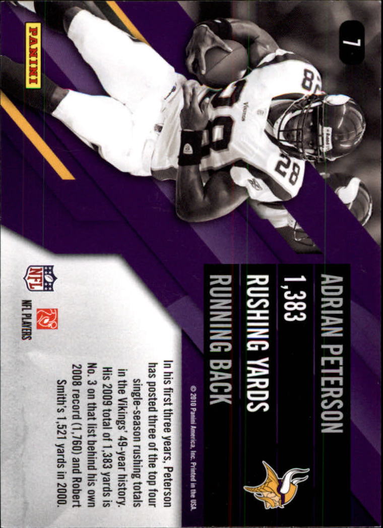 2010 Prestige Inside The Numbers #7 Adrian Peterson back image