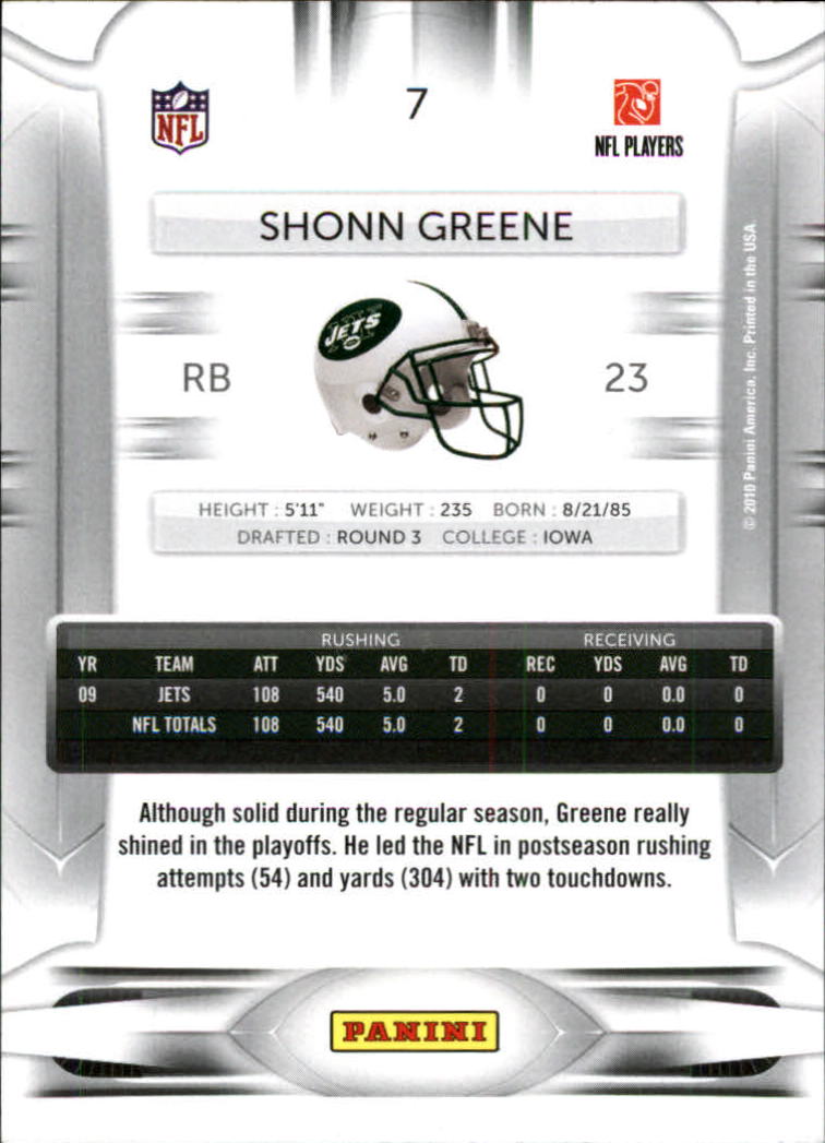 2010 Prestige Rookie Review #7 Shonn Greene back image