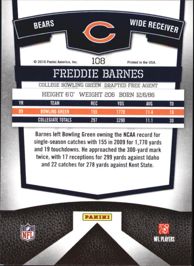 2010 Donruss Elite #108 Freddie Barnes RC back image