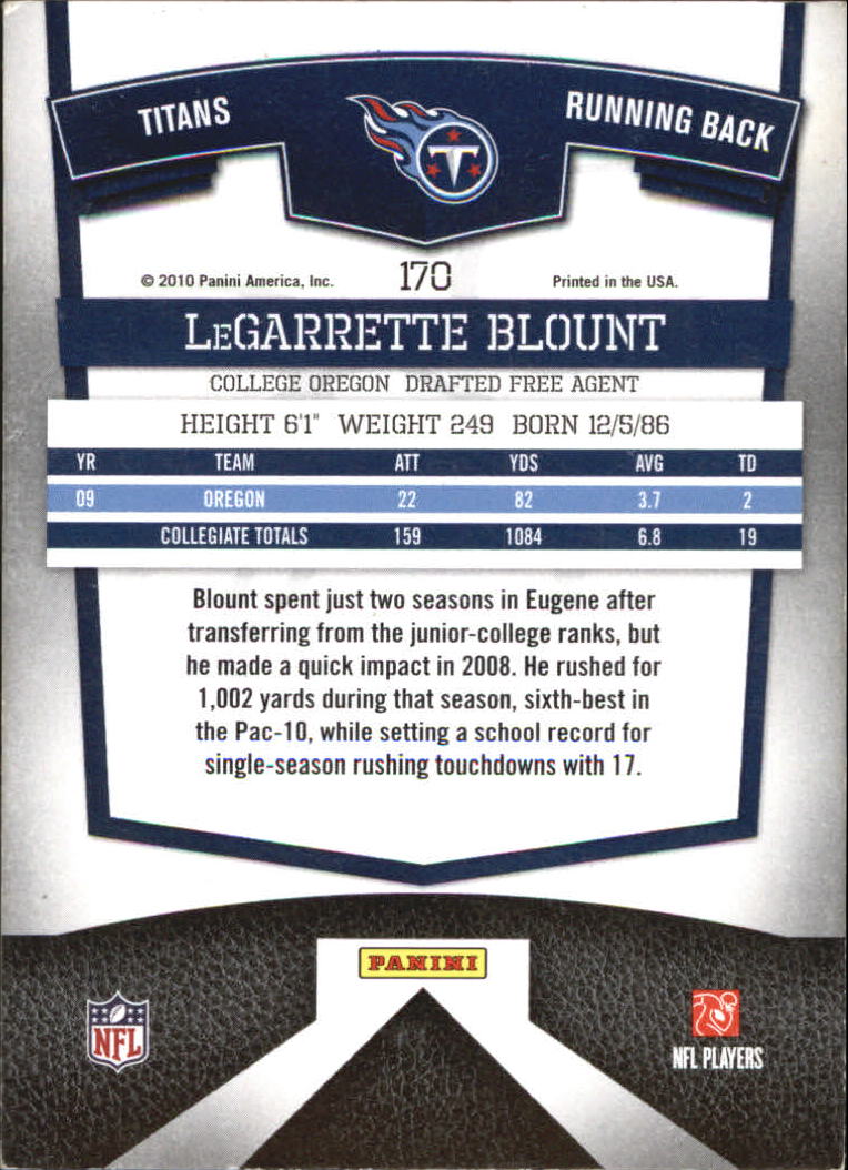 2010 Donruss Elite #170 LeGarrette Blount RC back image