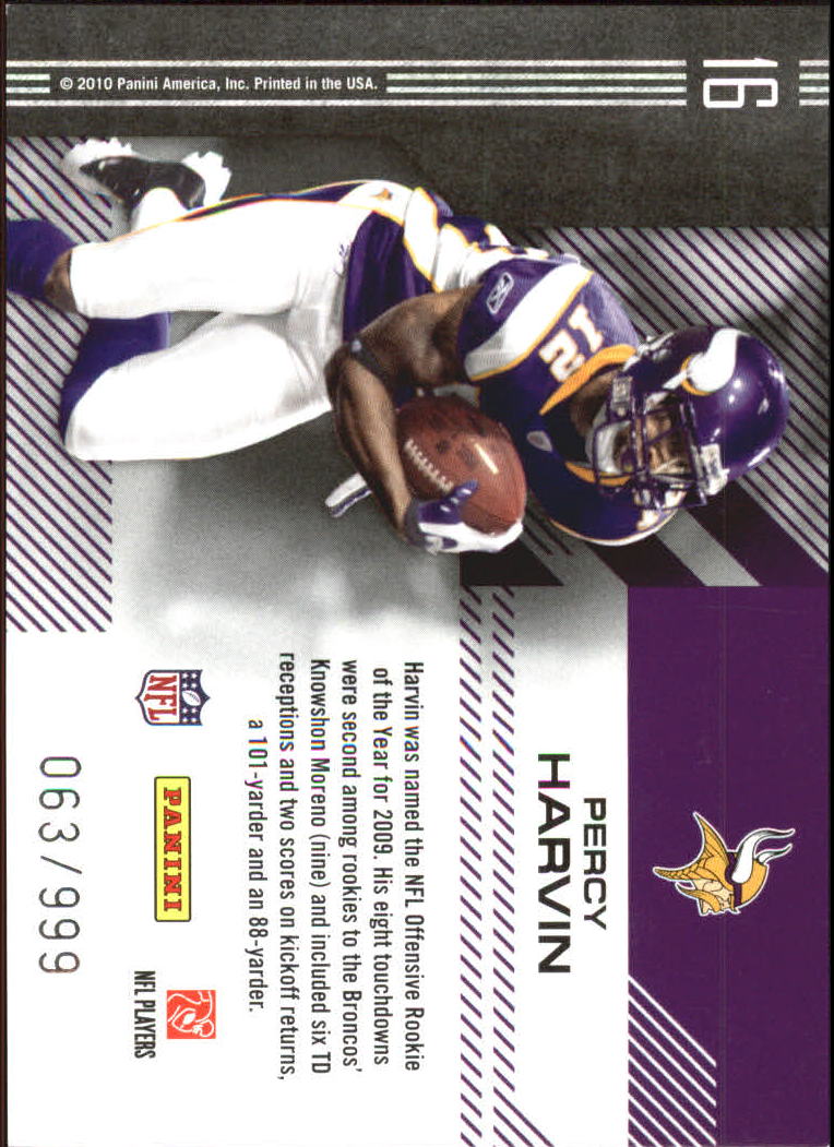 2010 Donruss Elite Chain Reaction Gold #16 Percy Harvin back image
