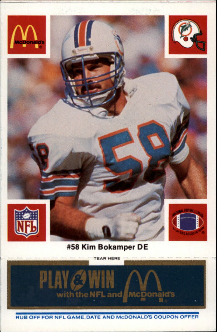 1986 McDonald's Dolphins Blue Tab #58 Kim Bokamper DP