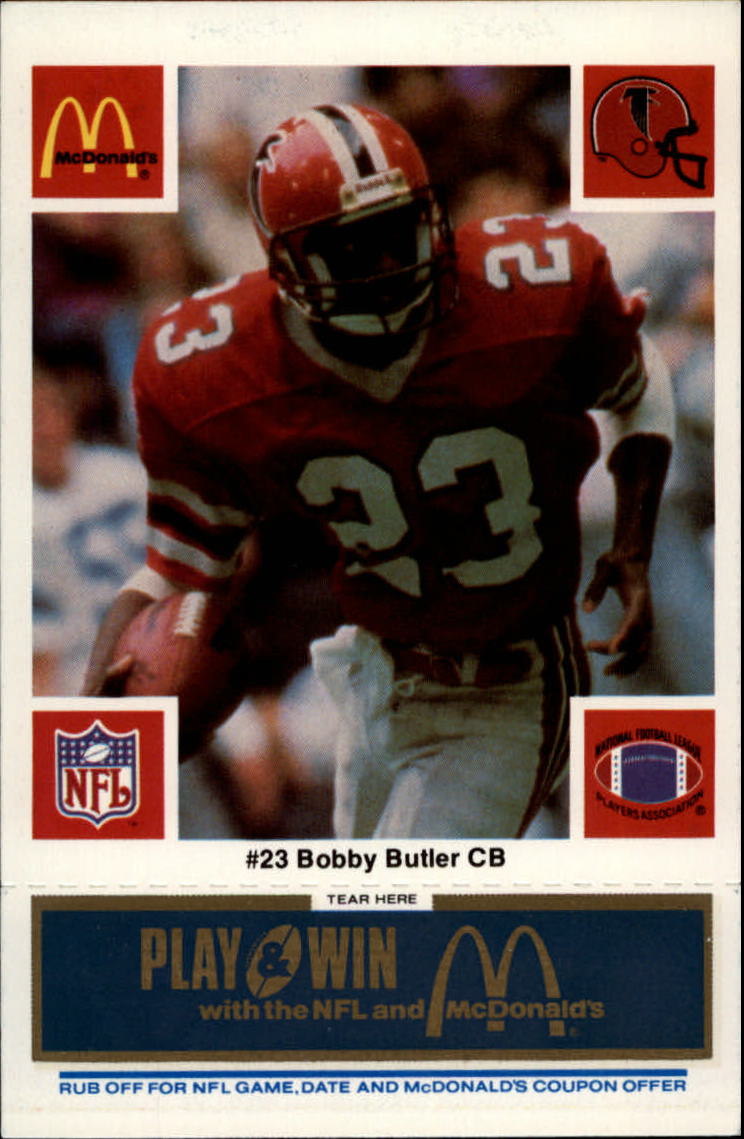 1986 McDonald's Falcons Blue Tab #23 Bobby Butler