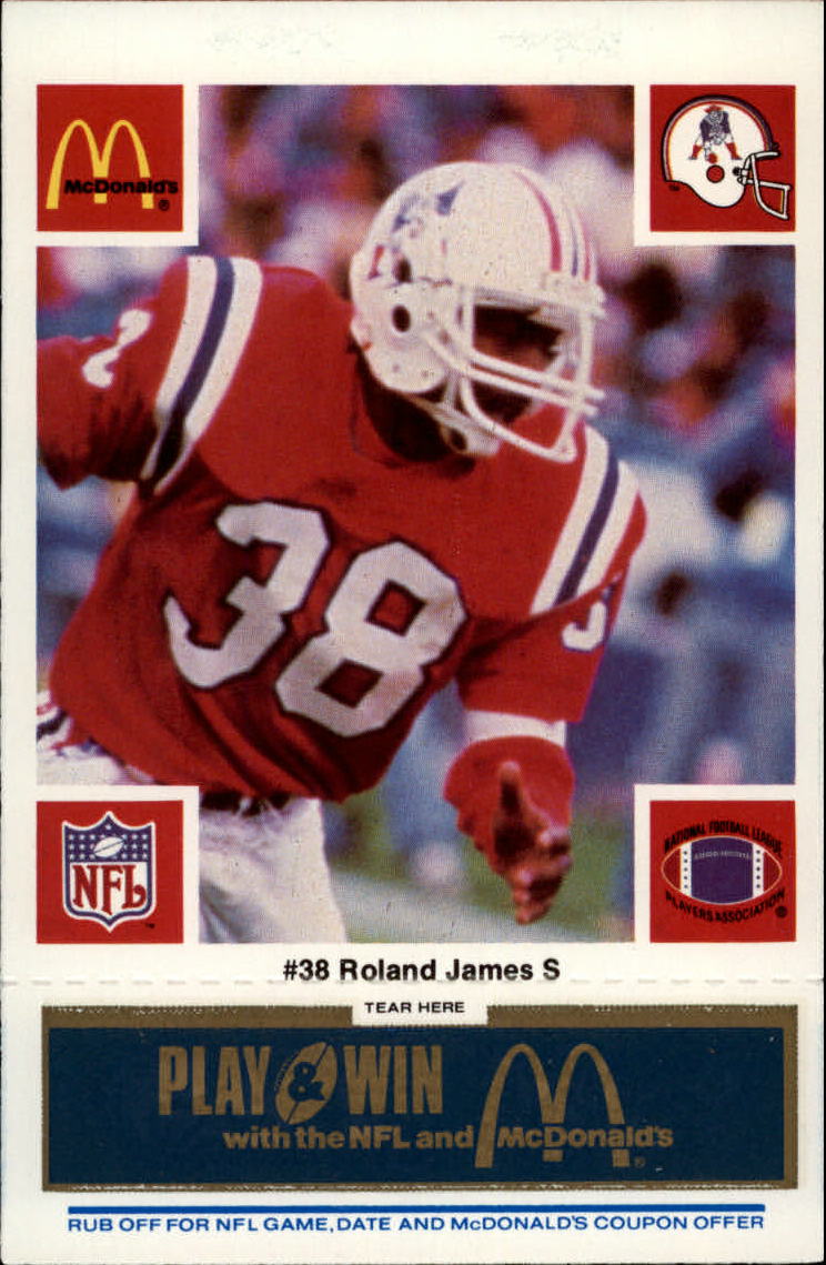1986 McDonald's Patriots Blue Tab #38 Roland James