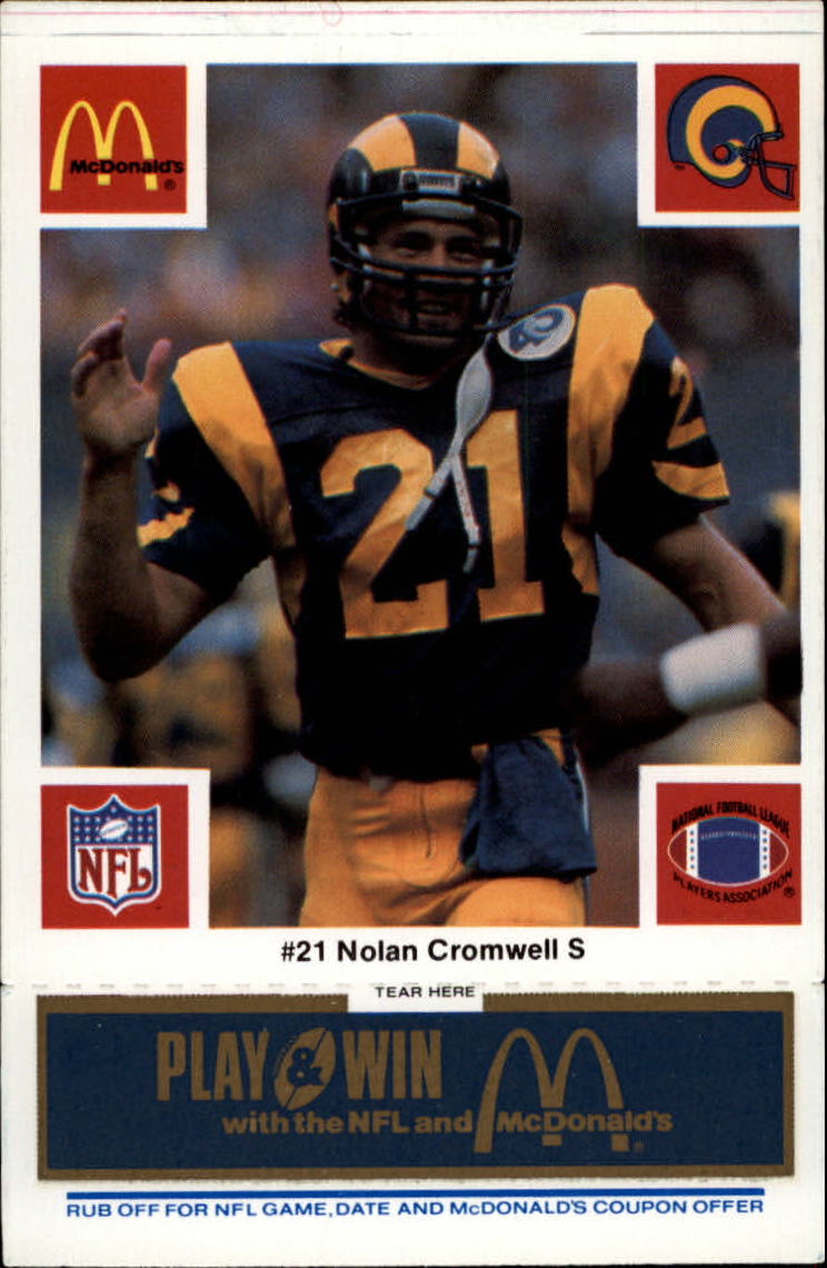 1986 McDonald's Rams Blue Tab #21 Nolan Cromwell DP - NM - Jim