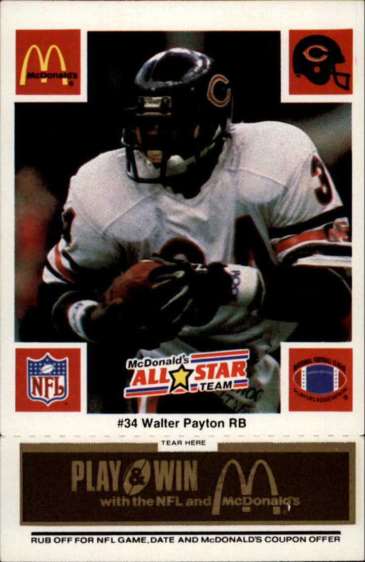 1986 McDonald's All-Stars Black Tab #34B Walter Payton