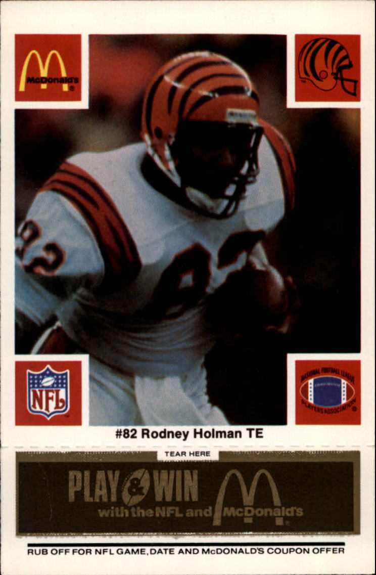 1986 McDonald's Bengals Black Tab #82 Rodney Holman - A5676 - NM-MT