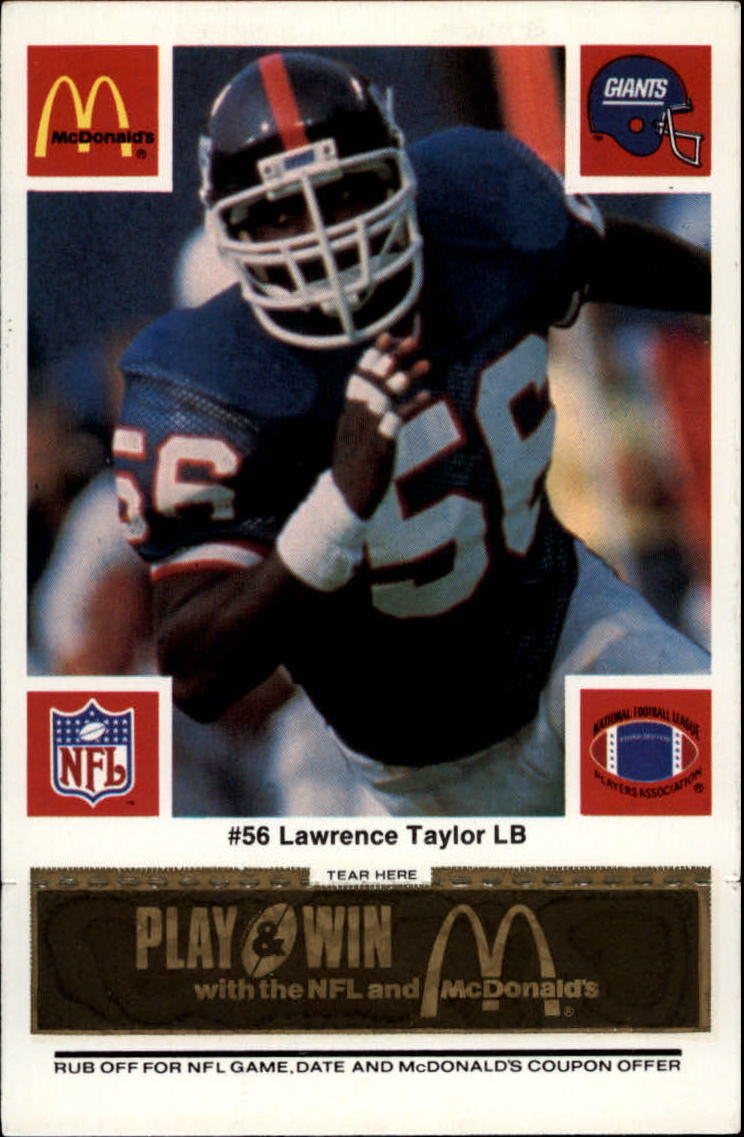 1986 McDonald's Giants Black Tab #56 Lawrence Taylor