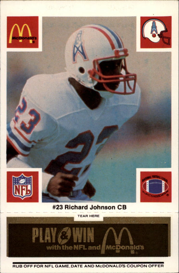 1986 McDonald's Oilers Black Tab #23 Richard Johnson