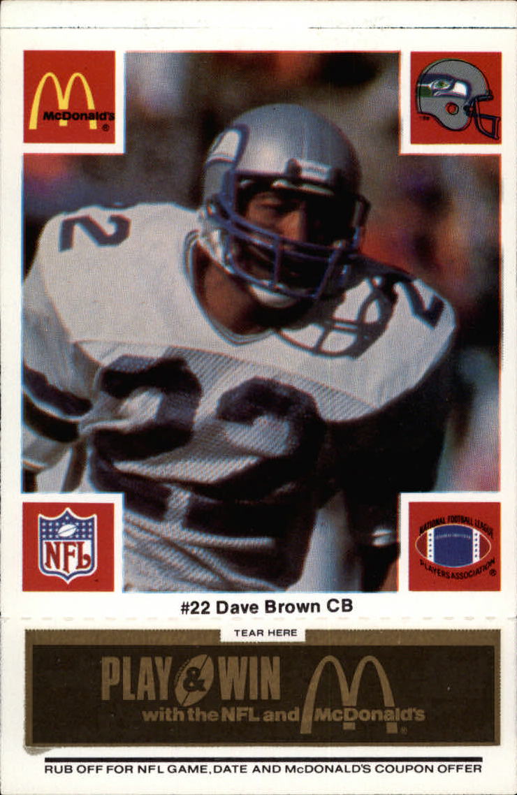1986 McDonald's Seahawks Black Tab #22 Dave Brown DP