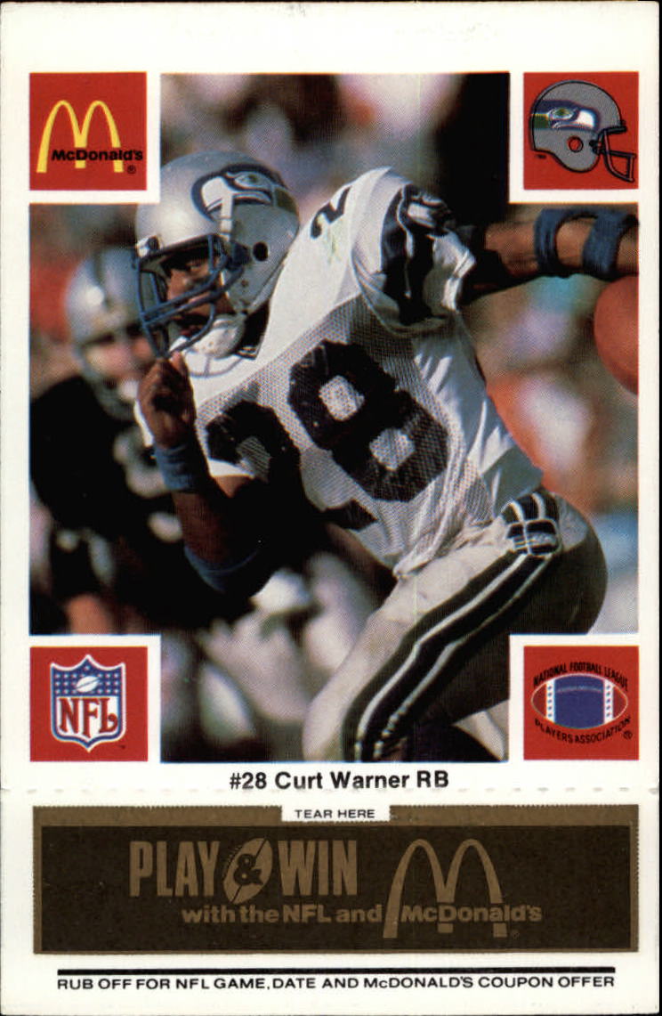 1986 McDonald's Seahawks Black Tab #28 Curt Warner