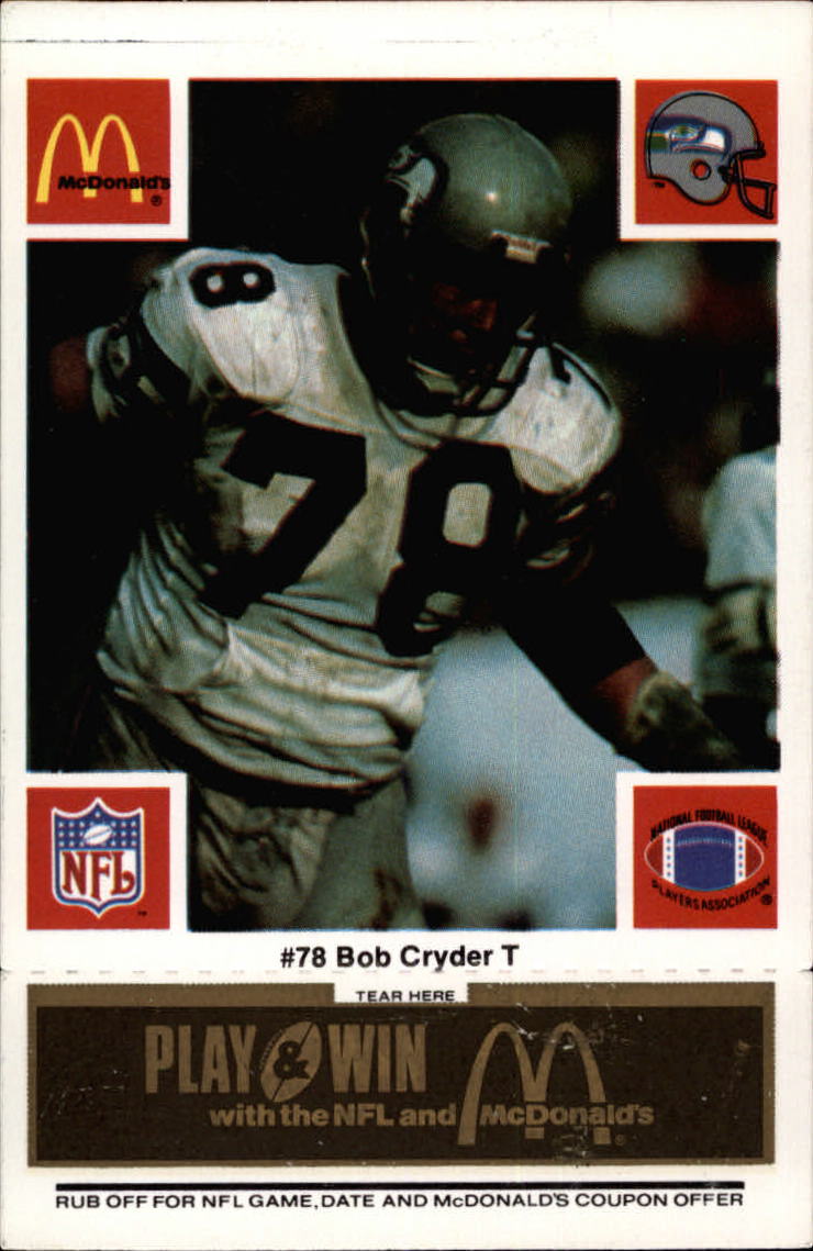 1986 McDonald's Seahawks Black Tab #78 Bob Cryder DP