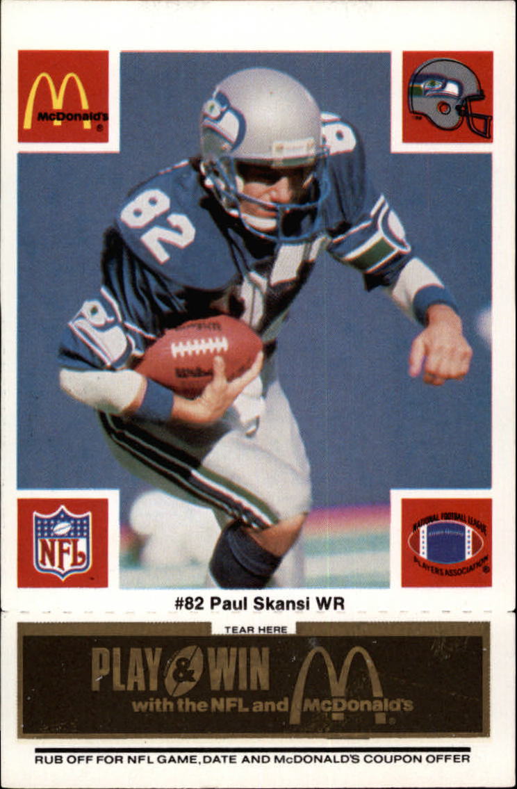 1986 McDonald's Seahawks Black Tab #82 Paul Skansi