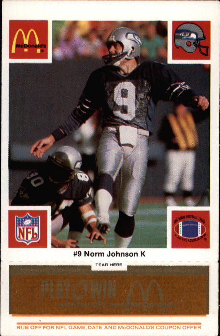 1986 McDonald's Seahawks Gold Tab #9 Norm Johnson