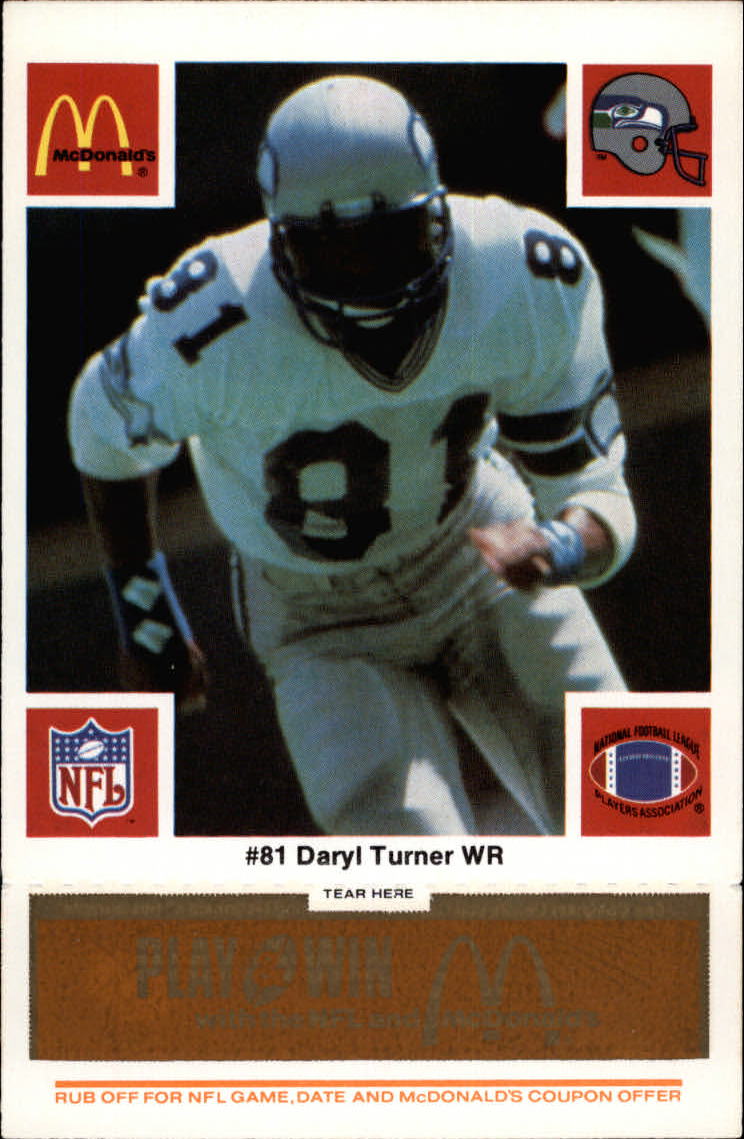 1986 McDonald's Seahawks Gold Tab #81 Daryl Turner