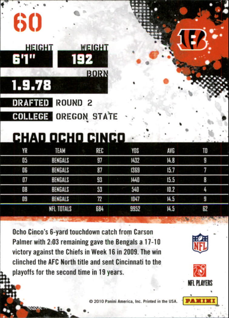 2010 Score Glossy #60 Chad Ochocinco back image