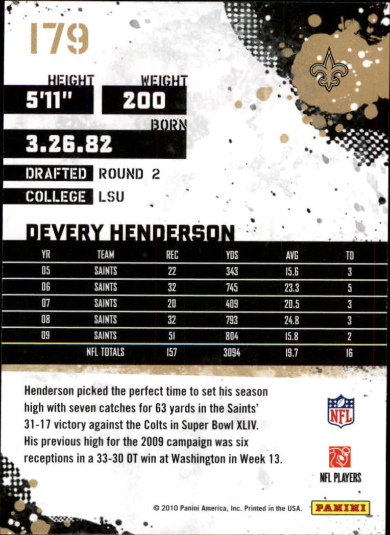 2010 Score Glossy #179 Devery Henderson back image