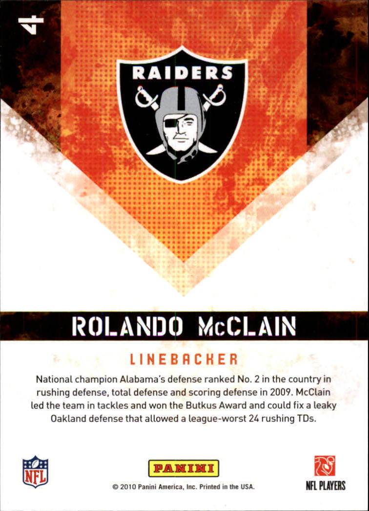 2010 Score Hot Rookies #4 Rolando McClain back image