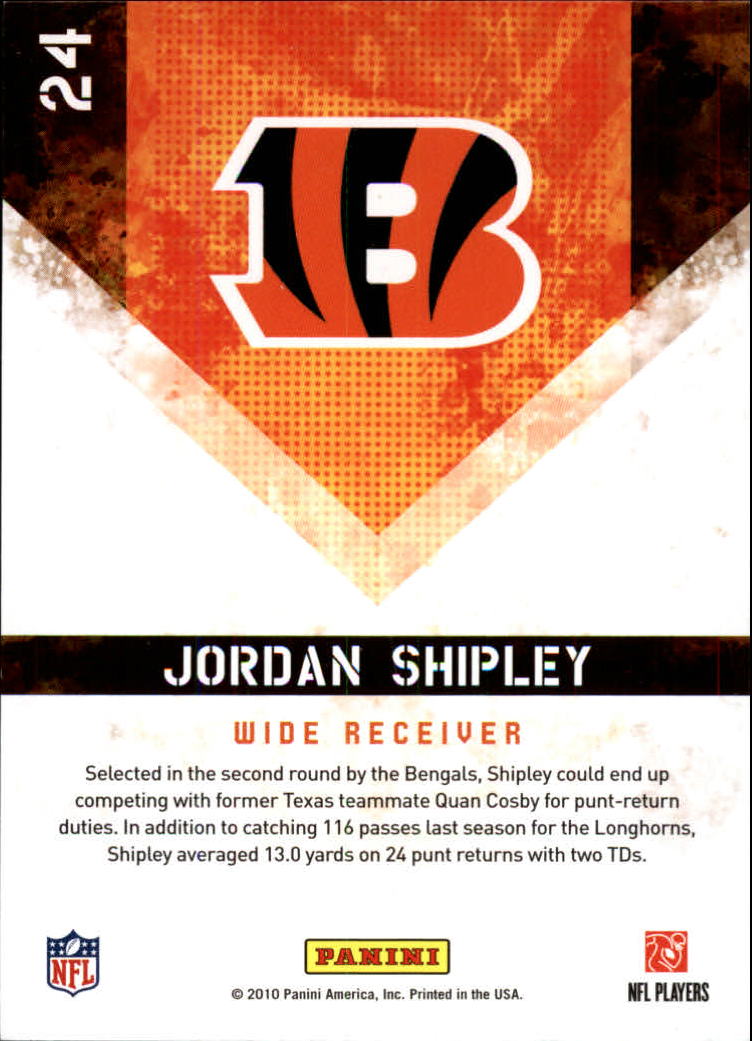 2010 Score Hot Rookies Glossy #24 Jordan Shipley back image