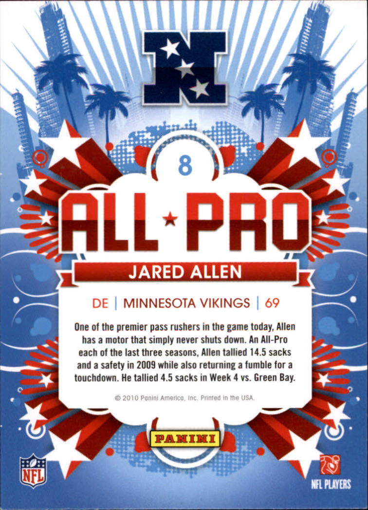 2010 Score All Pro #8 Jared Allen back image