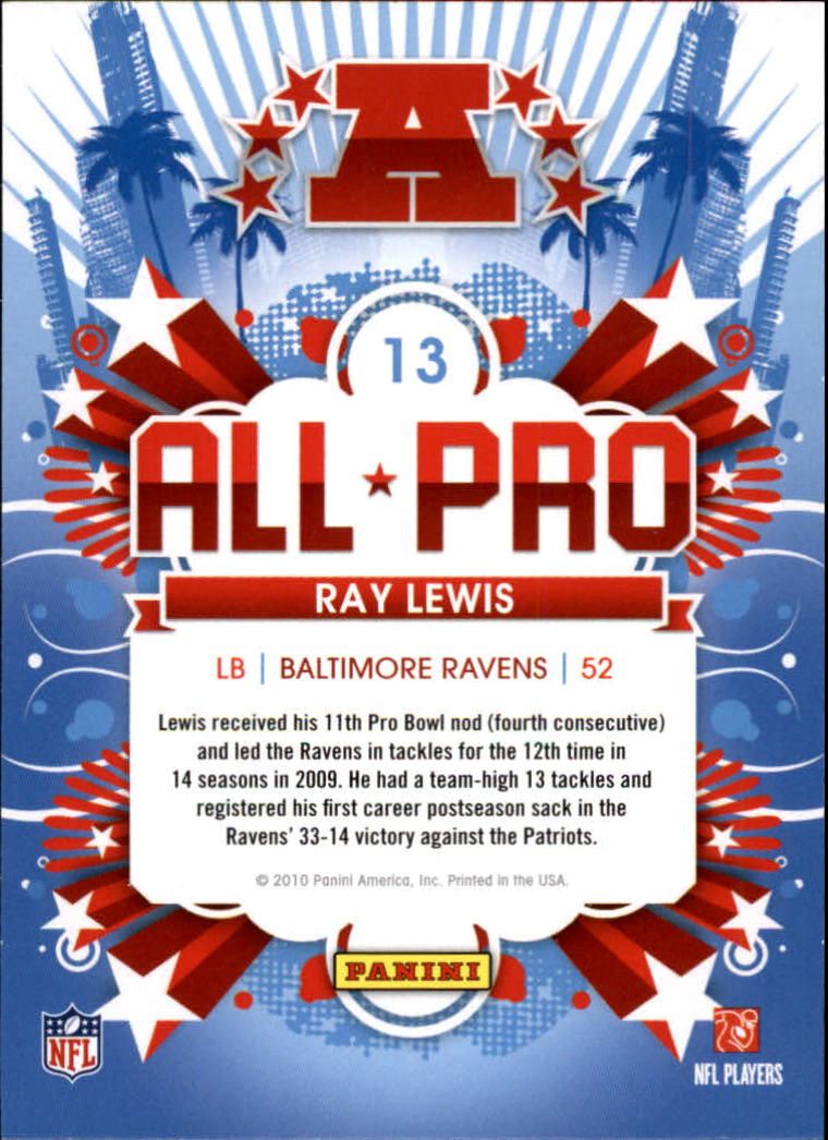 2010 Score All Pro #13 Ray Lewis back image