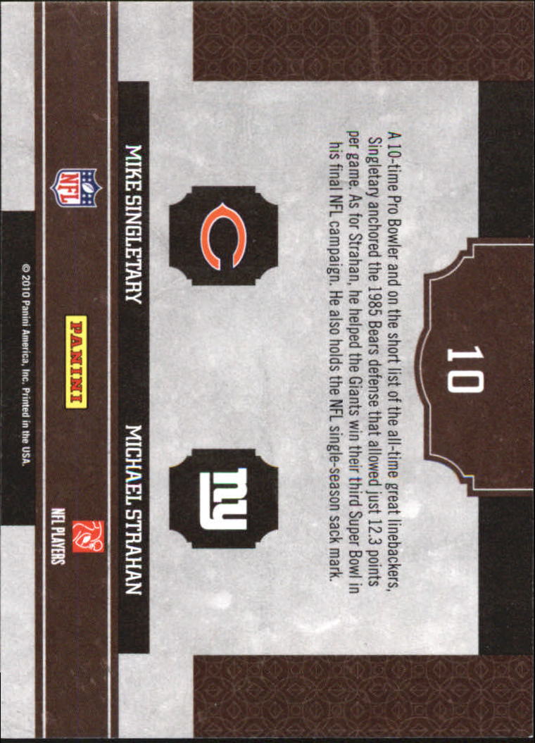 2010 Classics Classic Combos #10 Mike Singletary/Michael Strahan back image