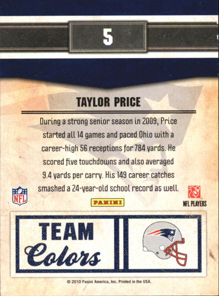 2010 Classics Team Colors #5 Taylor Price back image