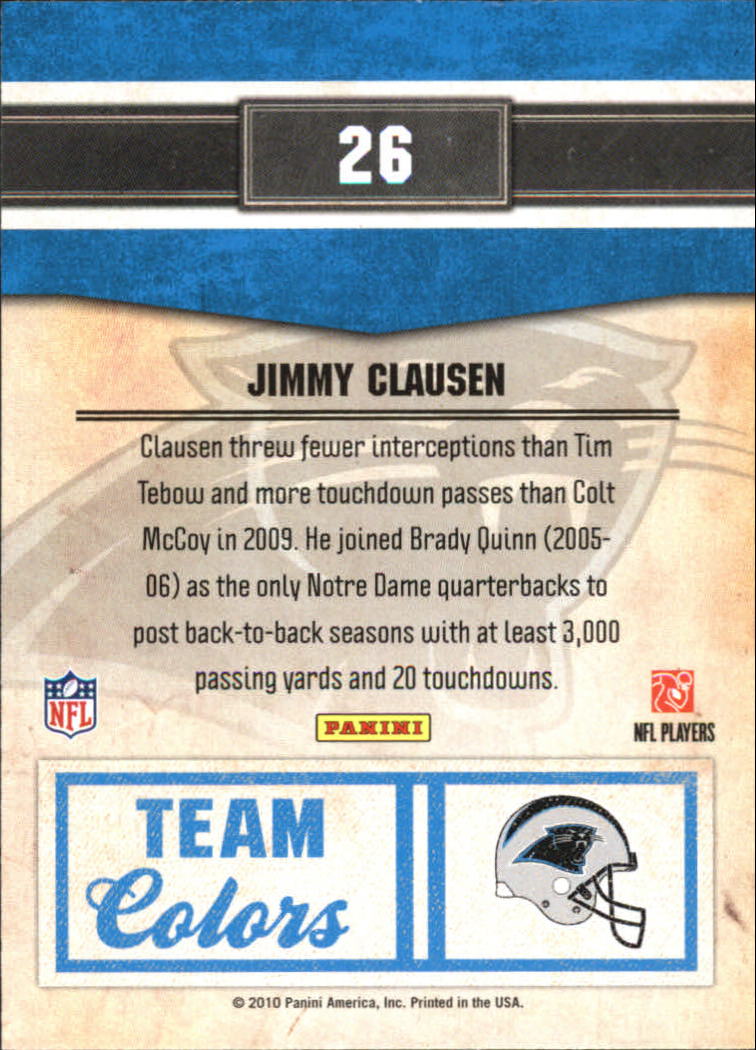 2010 Classics Team Colors #26 Jimmy Clausen back image