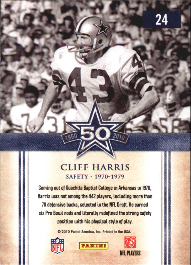 2010 Classics Cowboys 50th Anniversary #24 Cliff Harris back image