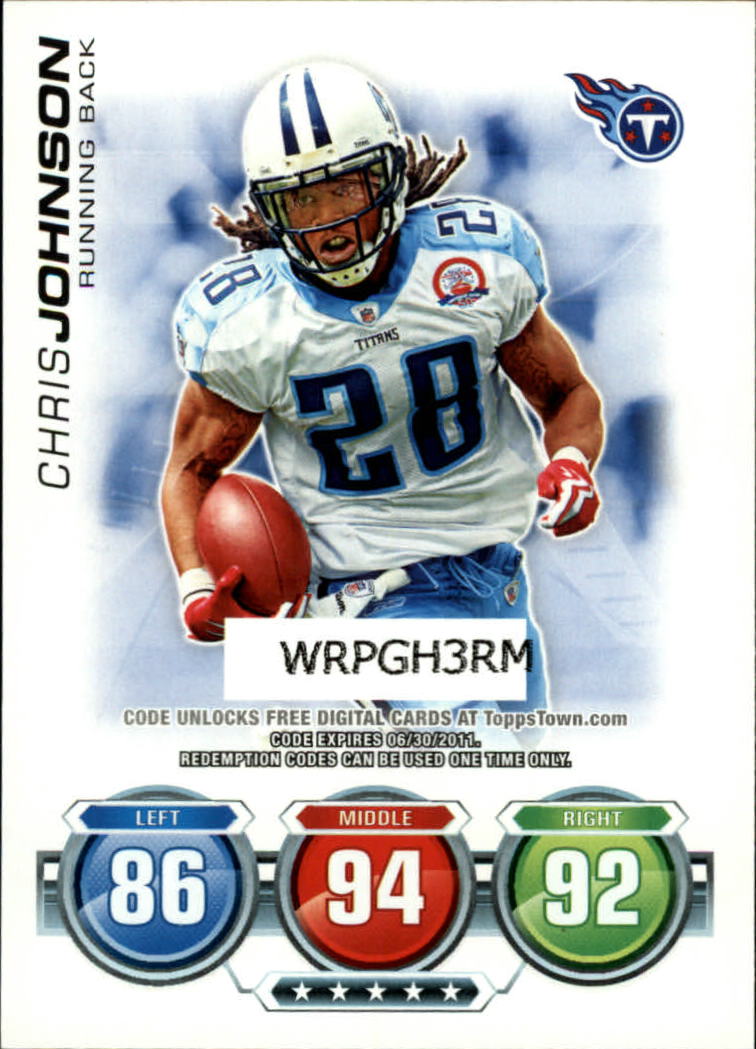 2010 Topps Attax Code Cards #21 Chris Johnson