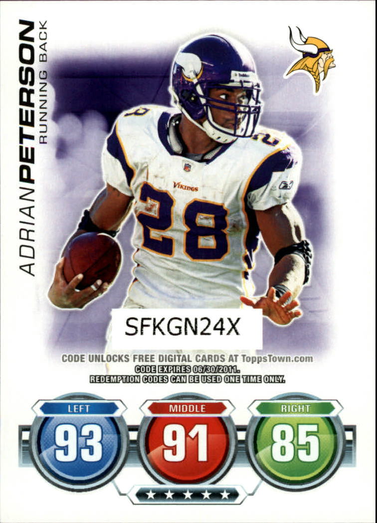 2010 Topps Attax Code Cards #31 Adrian Peterson