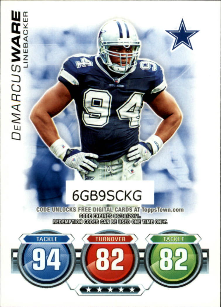2010 Topps Attax Code Cards #46 DeMarcus Ware
